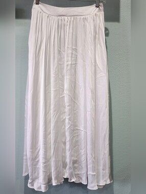 Audrey Parks - Francescas | White Pleated Maxi Skirt | Small